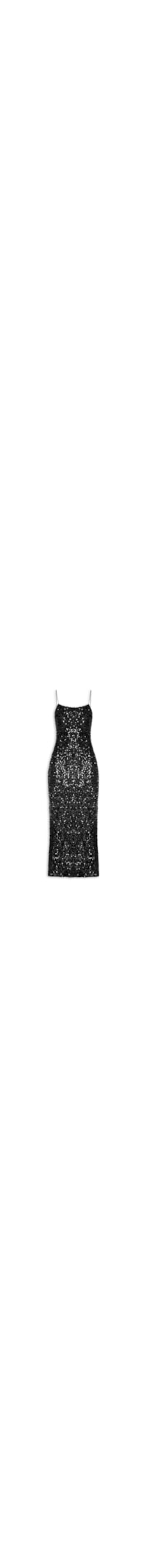 Vestido Midi Em Paetê - Preto