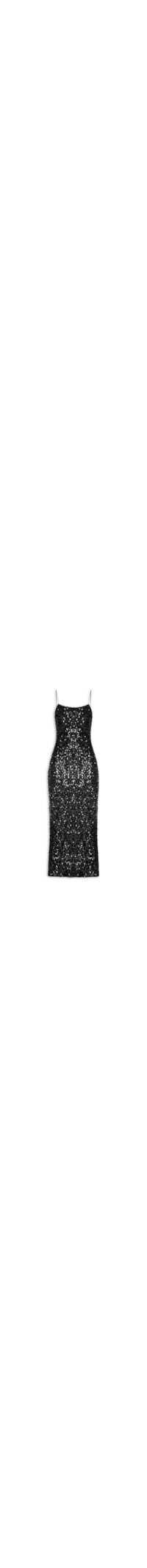 Vestido Midi Em Paetê - Preto