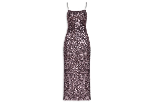 Vestido Midi Em Paetê - Rosa