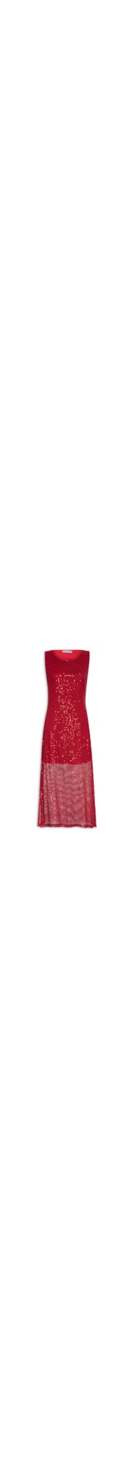 Vestido Midi Em Paetê - Vermelho