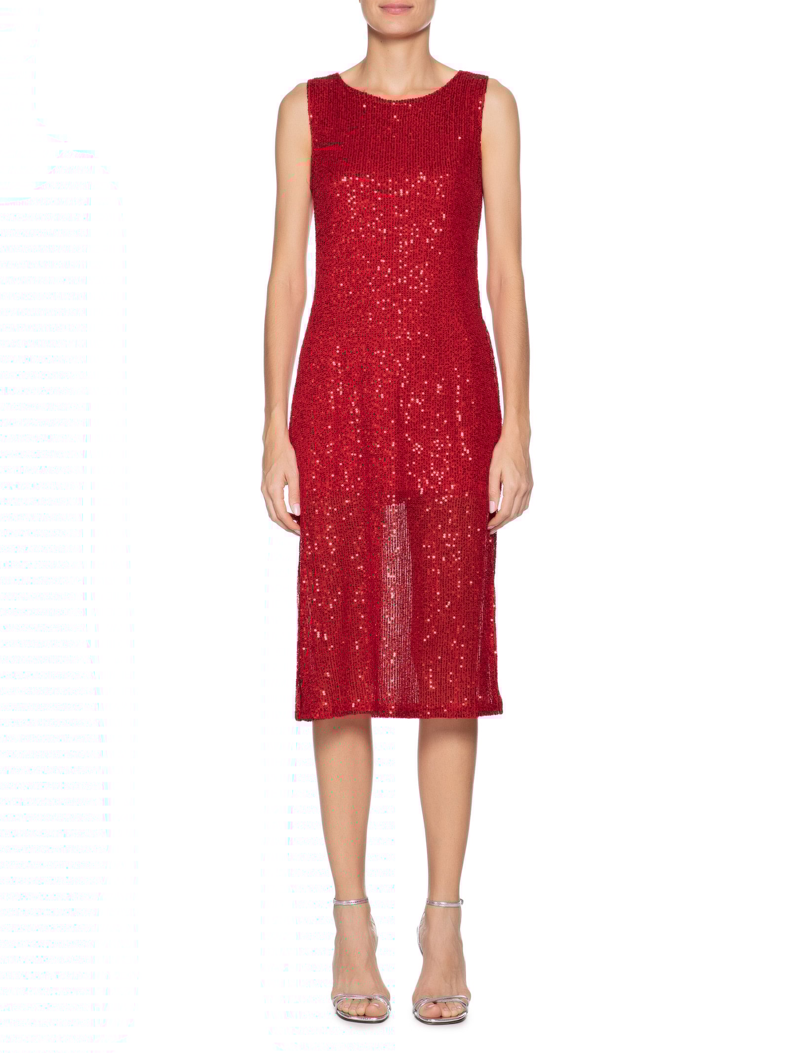 Vestido Midi Em Paetê Vermelho Market 33