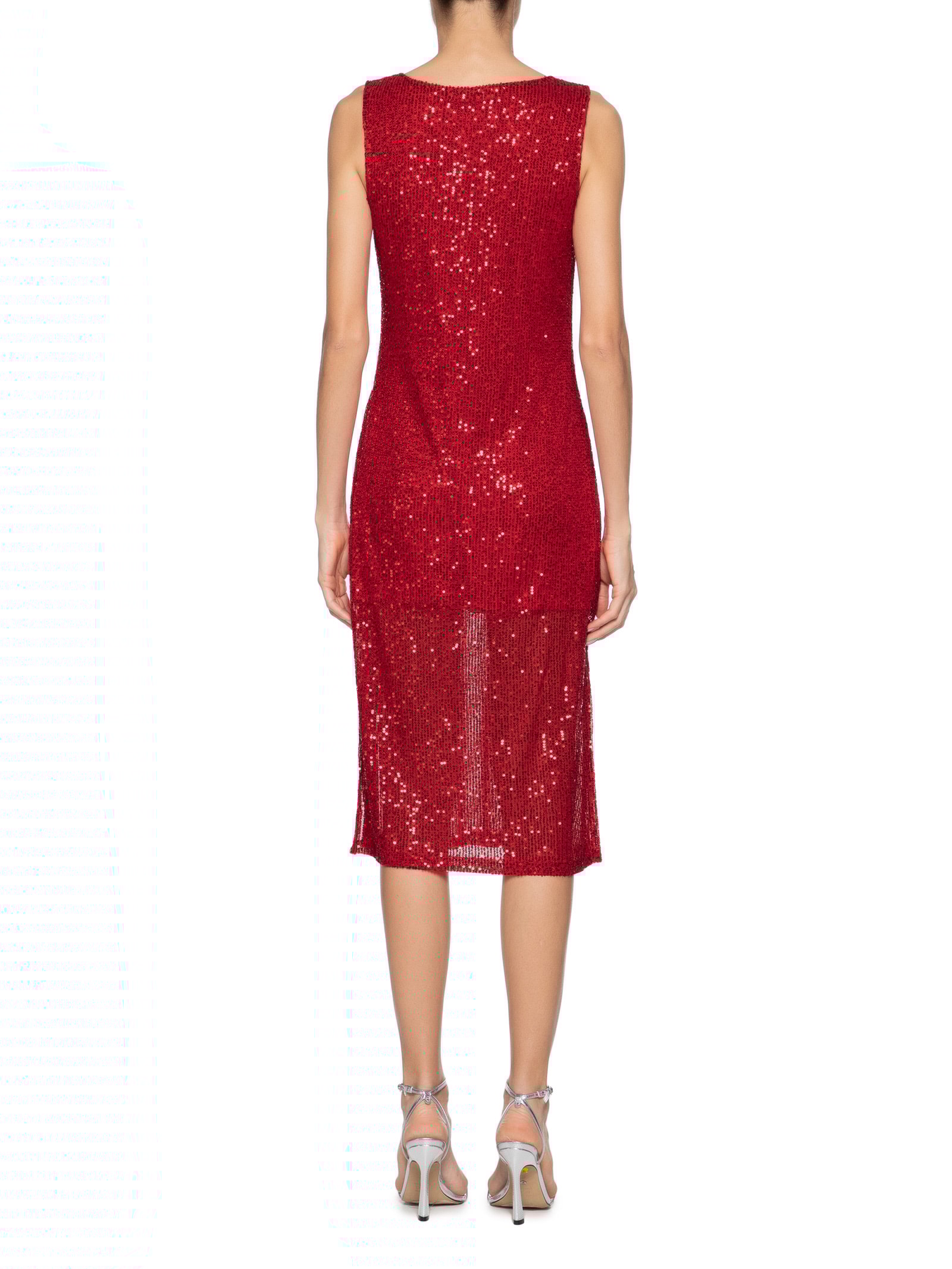 Vestido Midi Em Paetê Vermelho Market 33