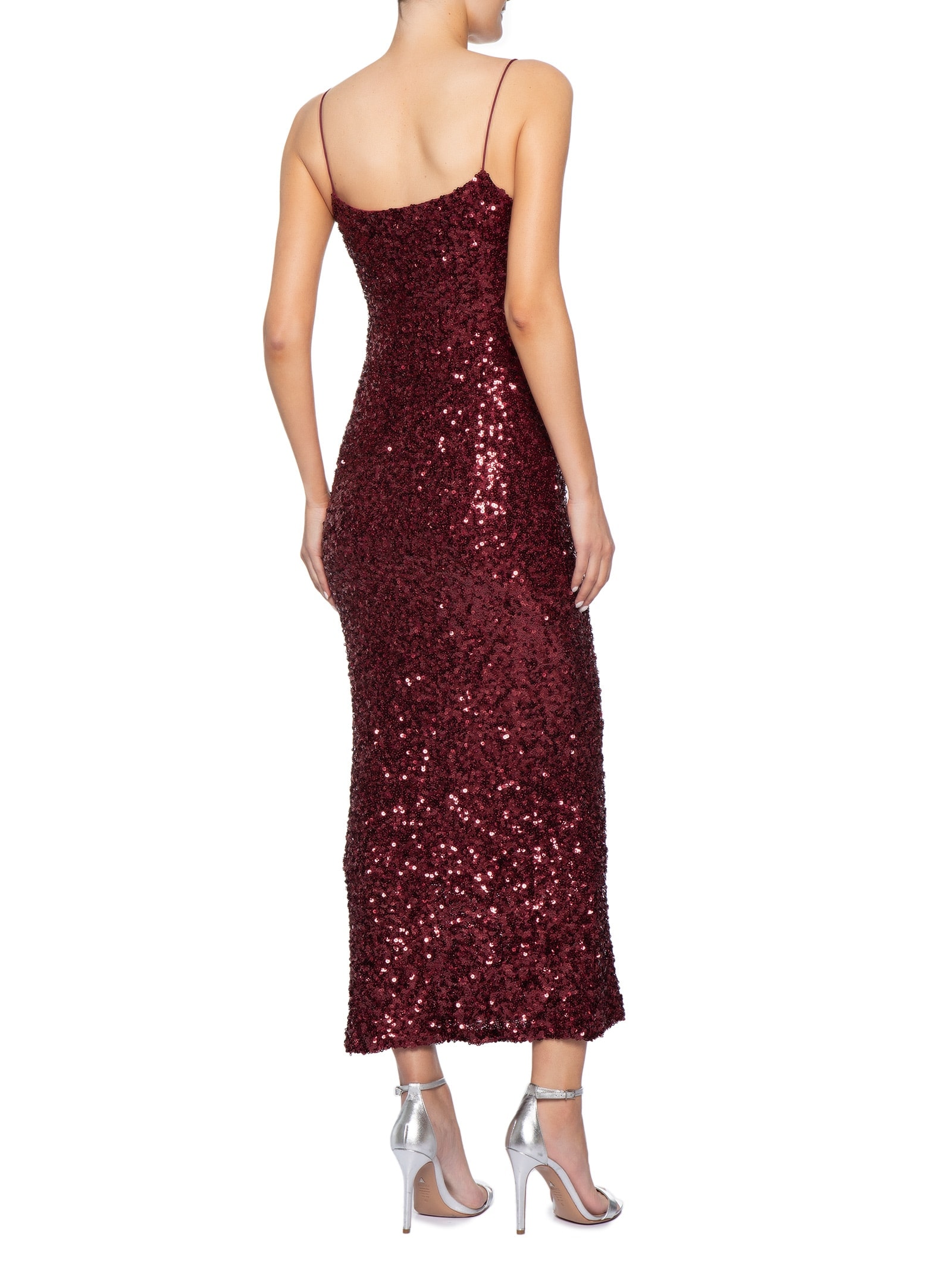 Vestido Midi Em Paetê Vermelho Market 33