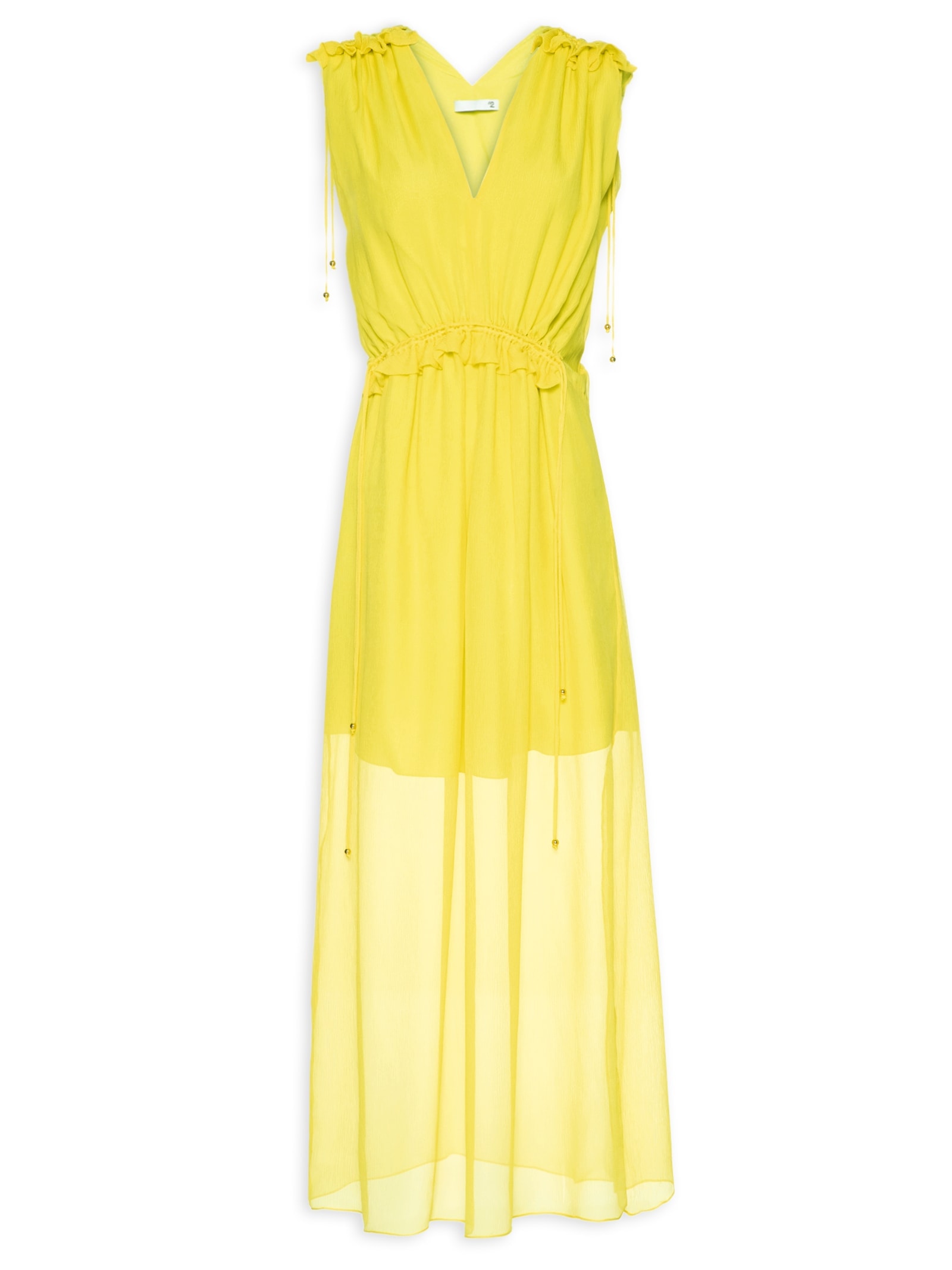 Vestido Midi Em Seda Pura Com Canaletas Verde '2Essential