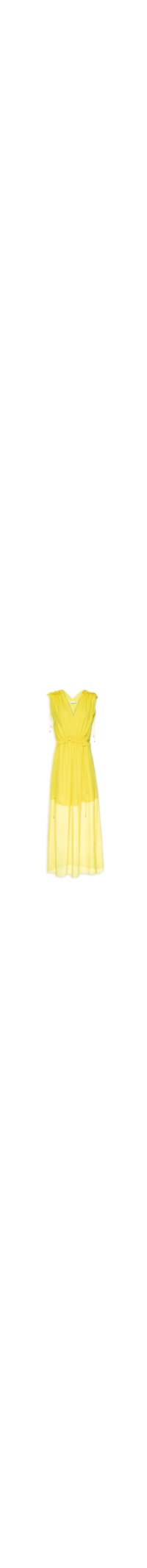 Vestido Midi Em Seda Pura Com Canaletas - Verde