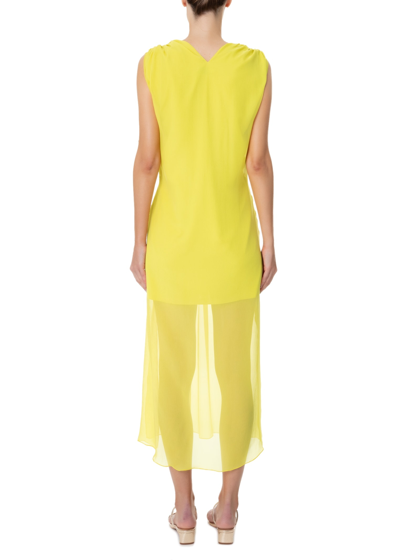 Vestido Midi Em Seda Pura Com Canaletas Verde '2Essential