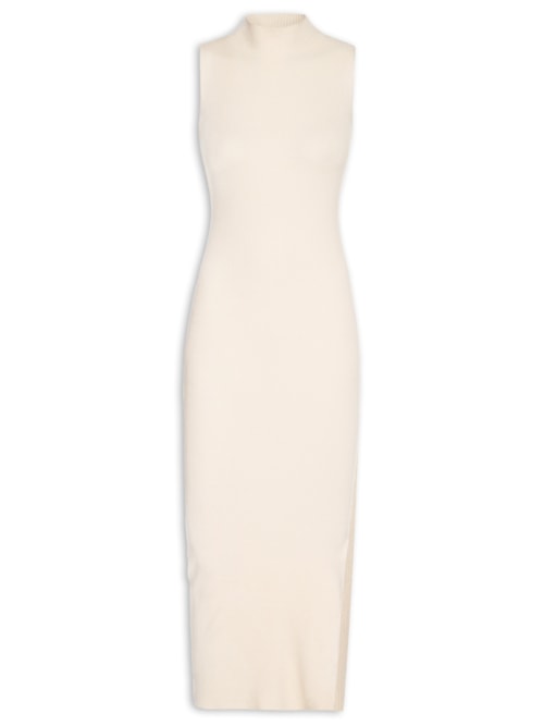Vestido Midi Em Tricot – Bege
