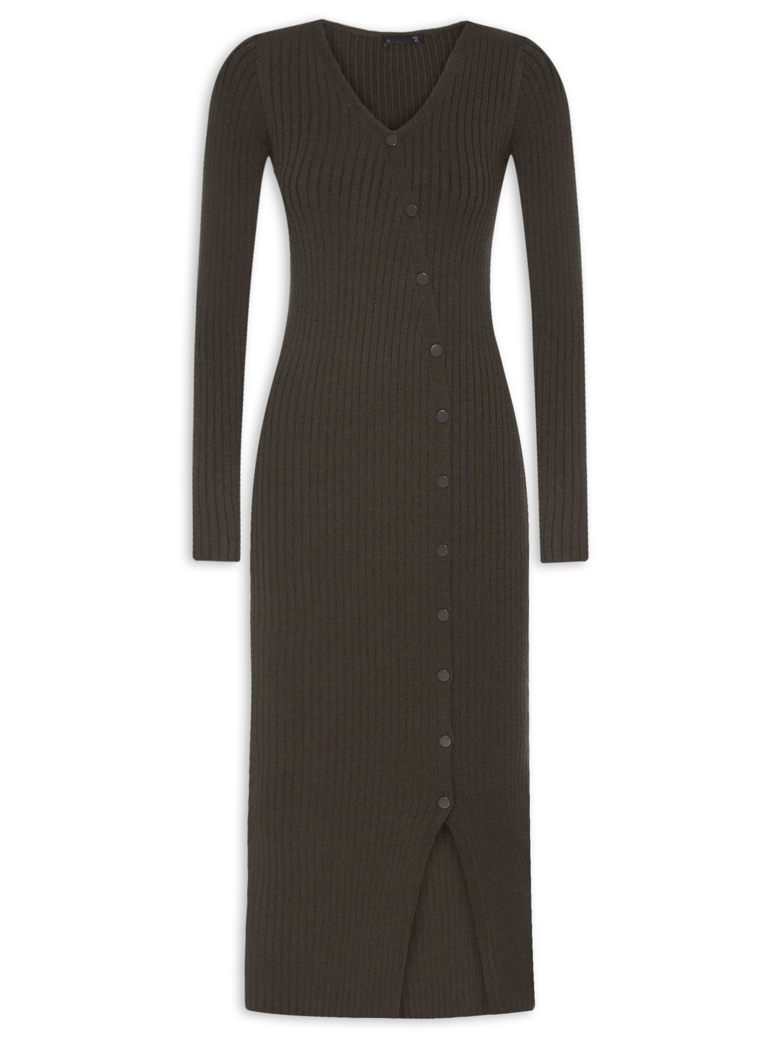 Vestido Midi em Tricot Marrom '2Essential