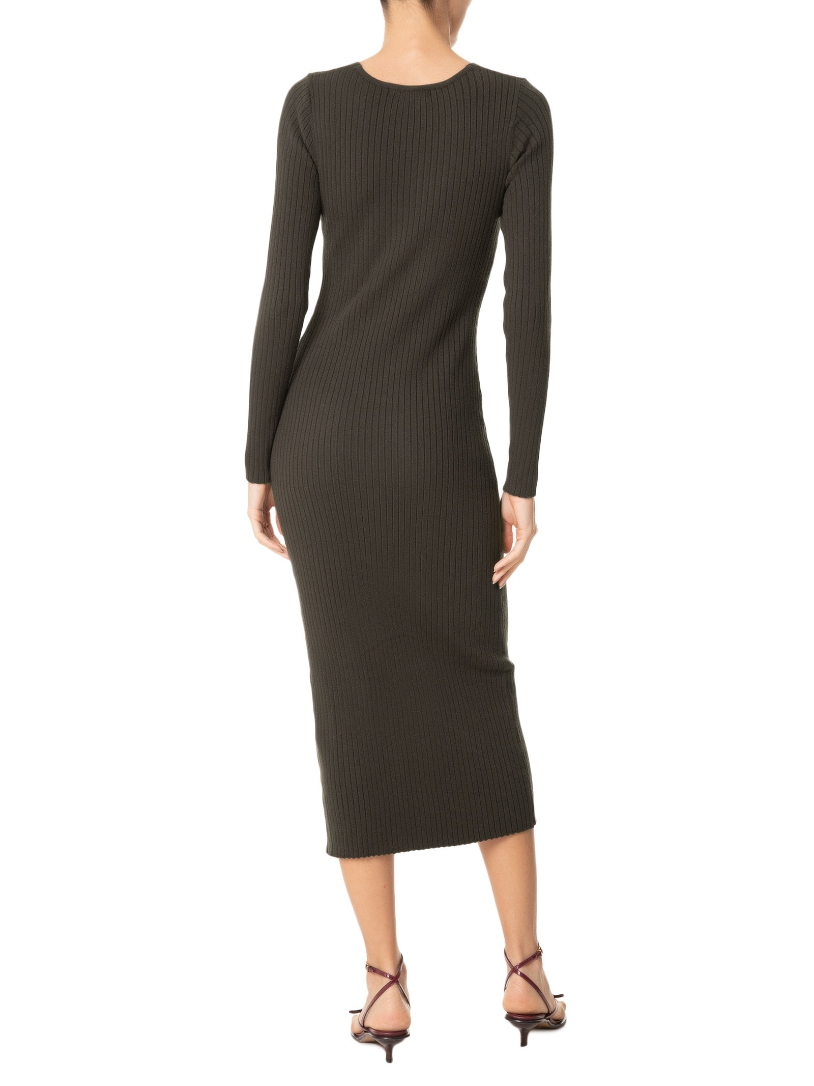 Vestido Midi em Tricot Marrom '2Essential