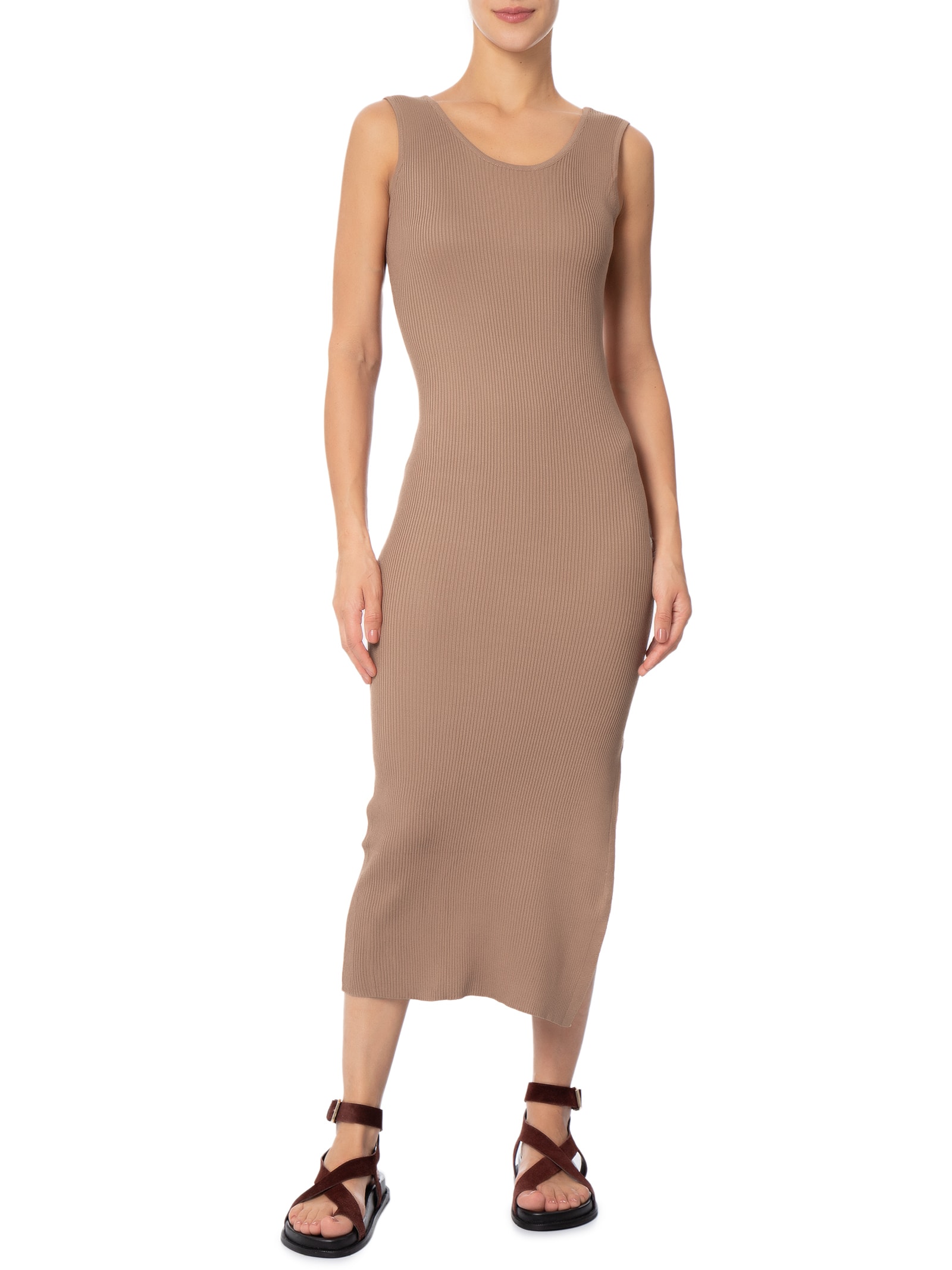 Vestido Midi Em Tricot Marrom Market 33