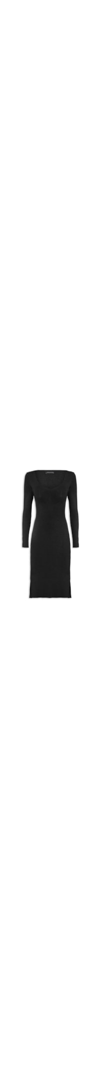 Vestido Midi Em Tricot - Preto