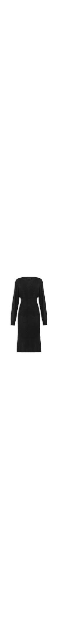 Vestido Midi Em Tricot - Preto