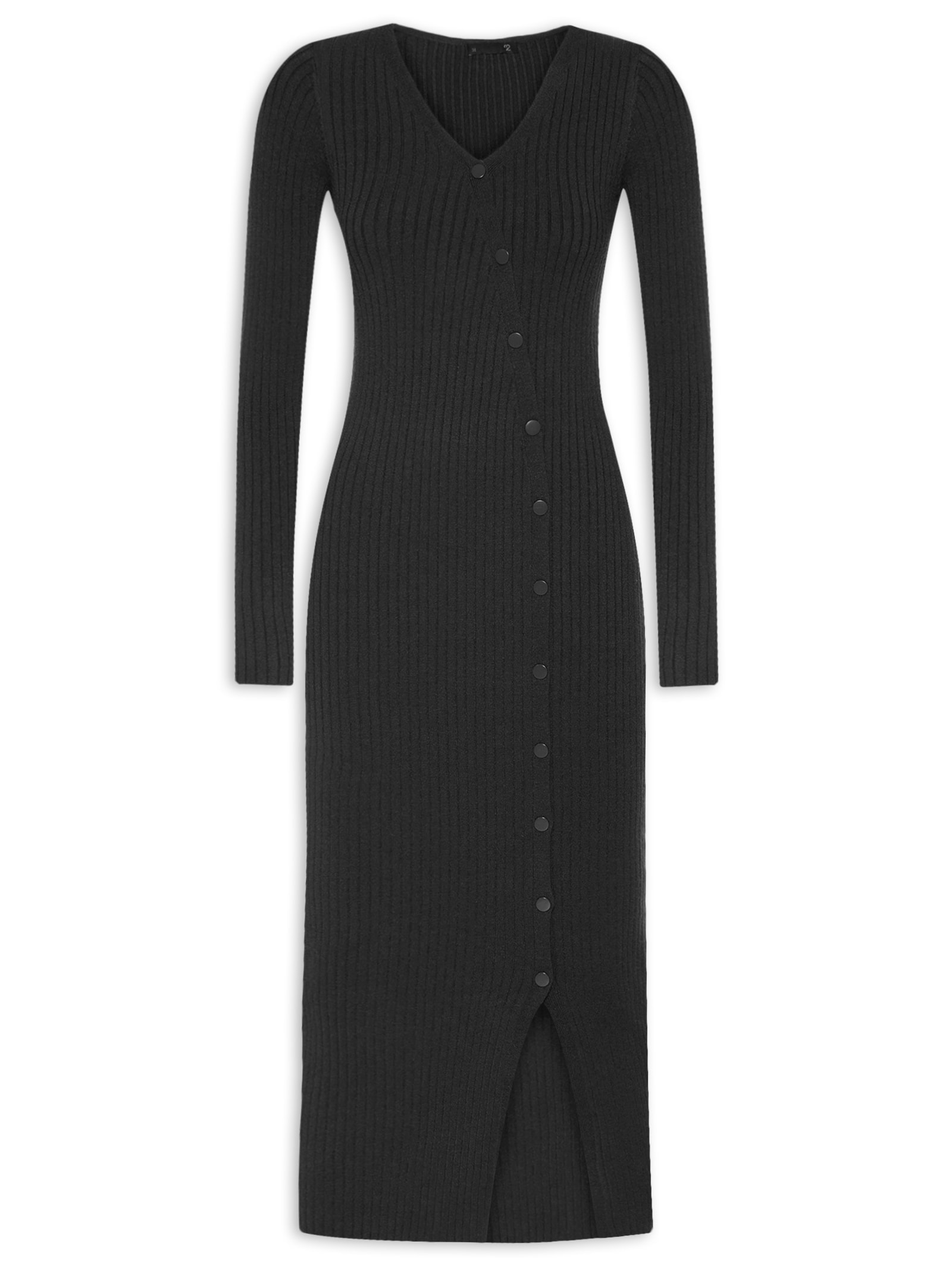 Vestido Midi em Tricot Preto '2Essential