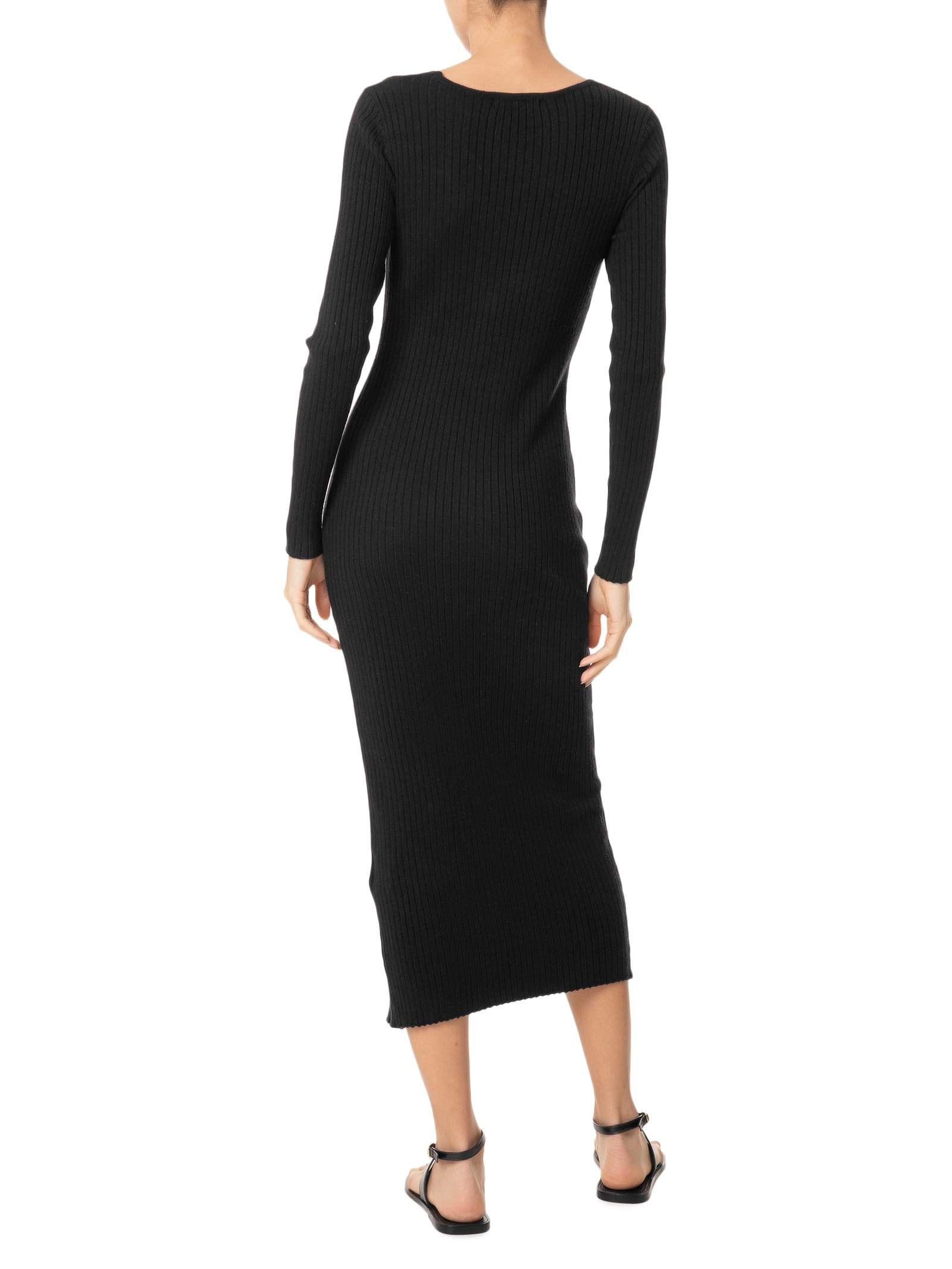 Vestido Midi em Tricot Preto '2Essential
