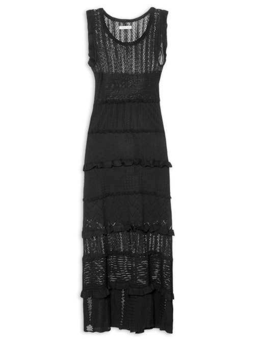 Vestido Midi Em Tricot – Preto
