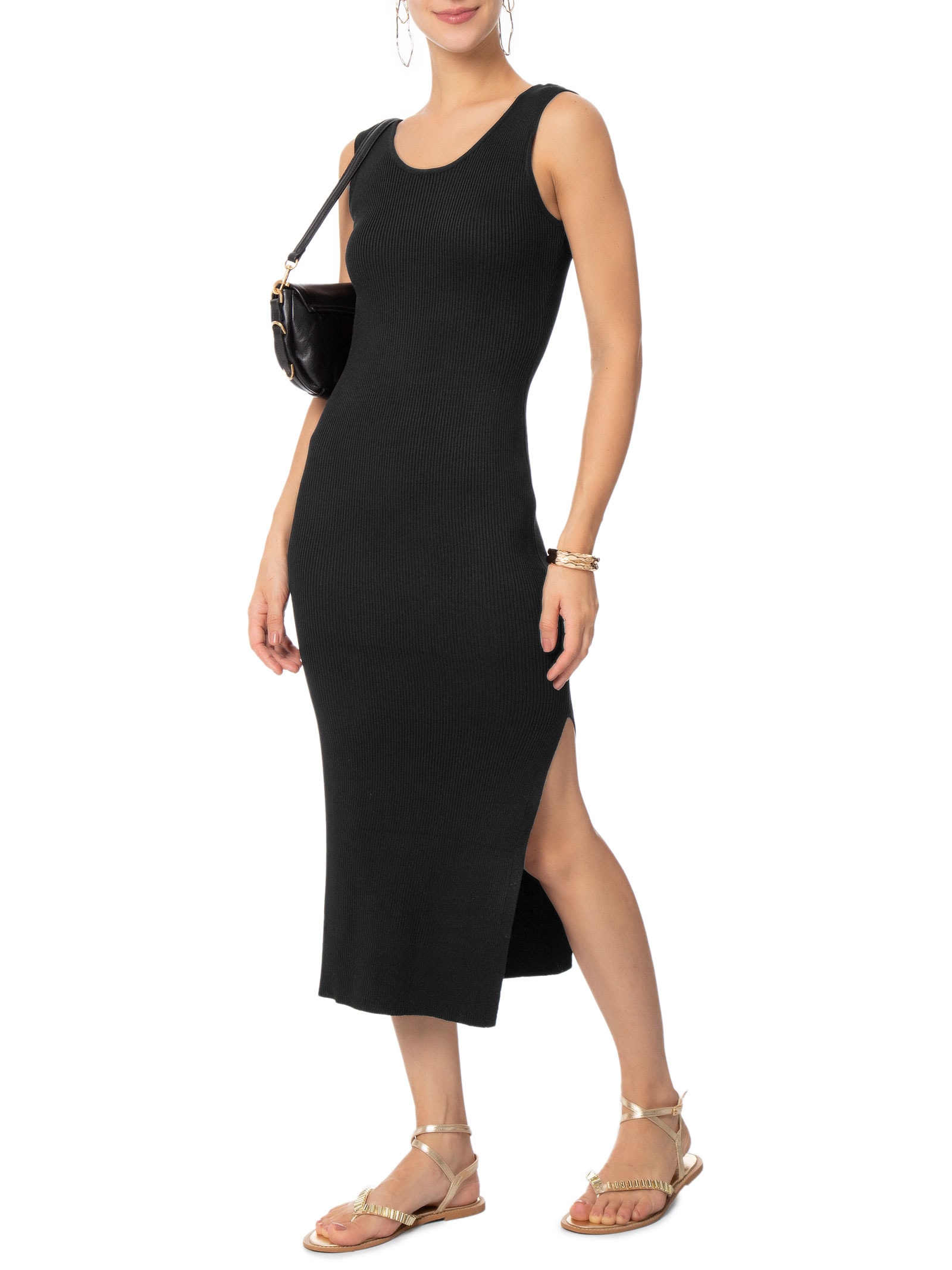 Vestido Midi Em Tricot Preto Market 33
