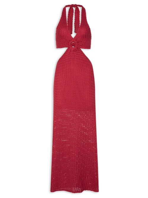 Vestido Midi Em Tricot – Vermelho