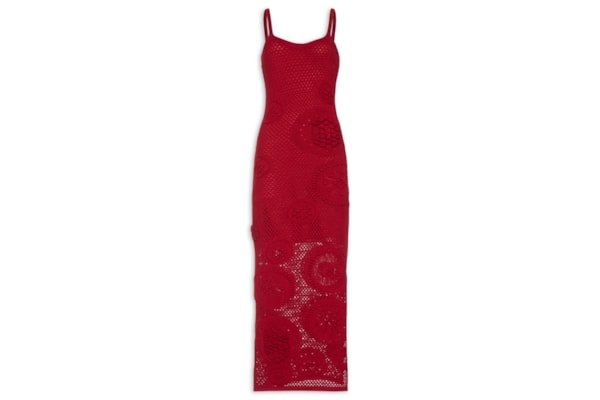 Vestido Midi Em Tricot - Vermelho