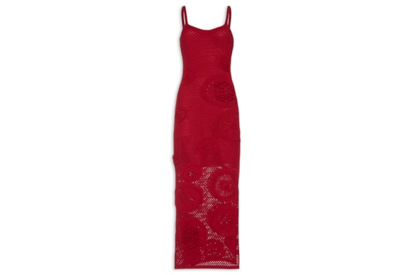Vestido Midi Em Tricot - Vermelho