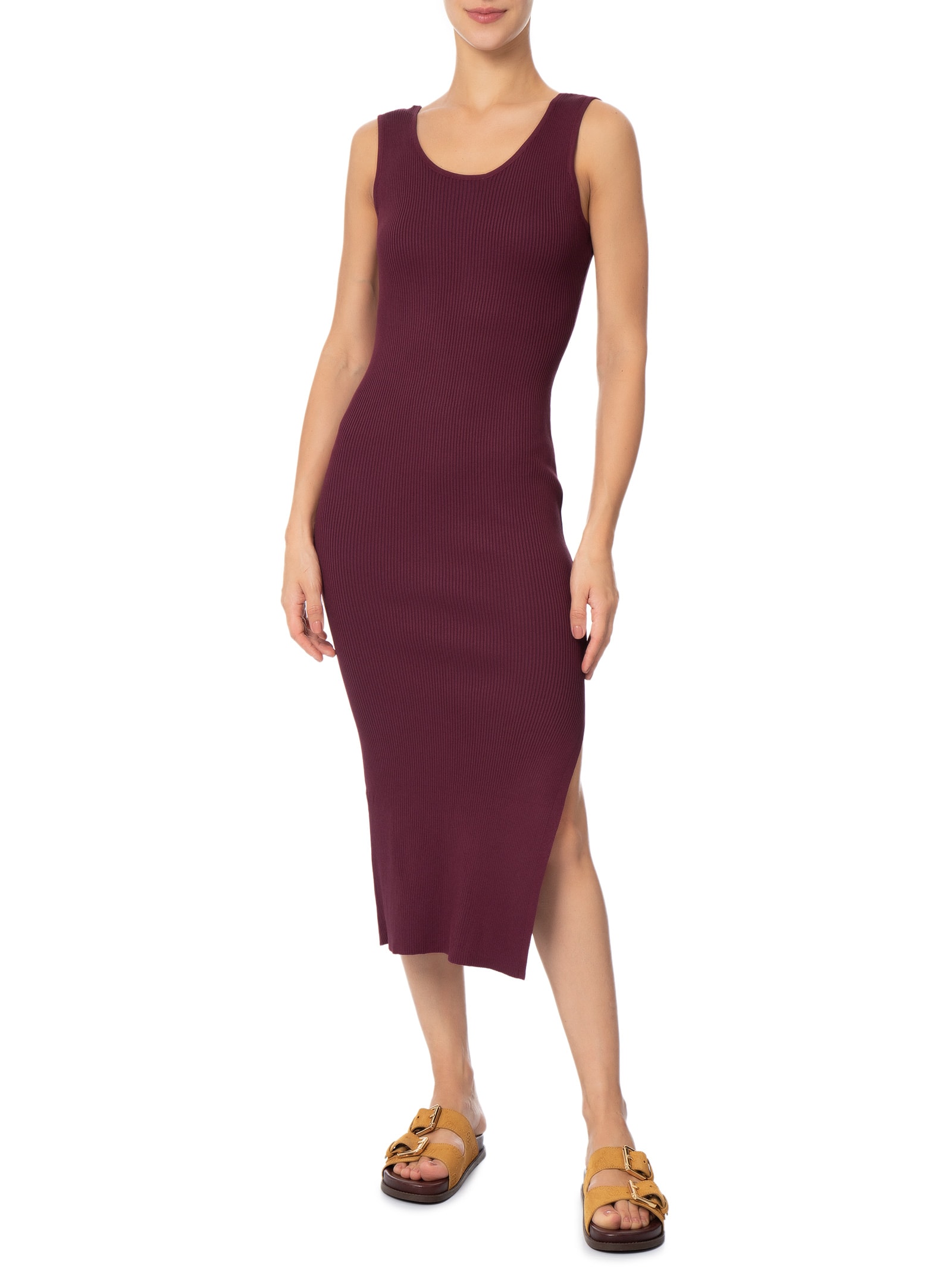 Vestido Midi Em Tricot Vermelho Market 33