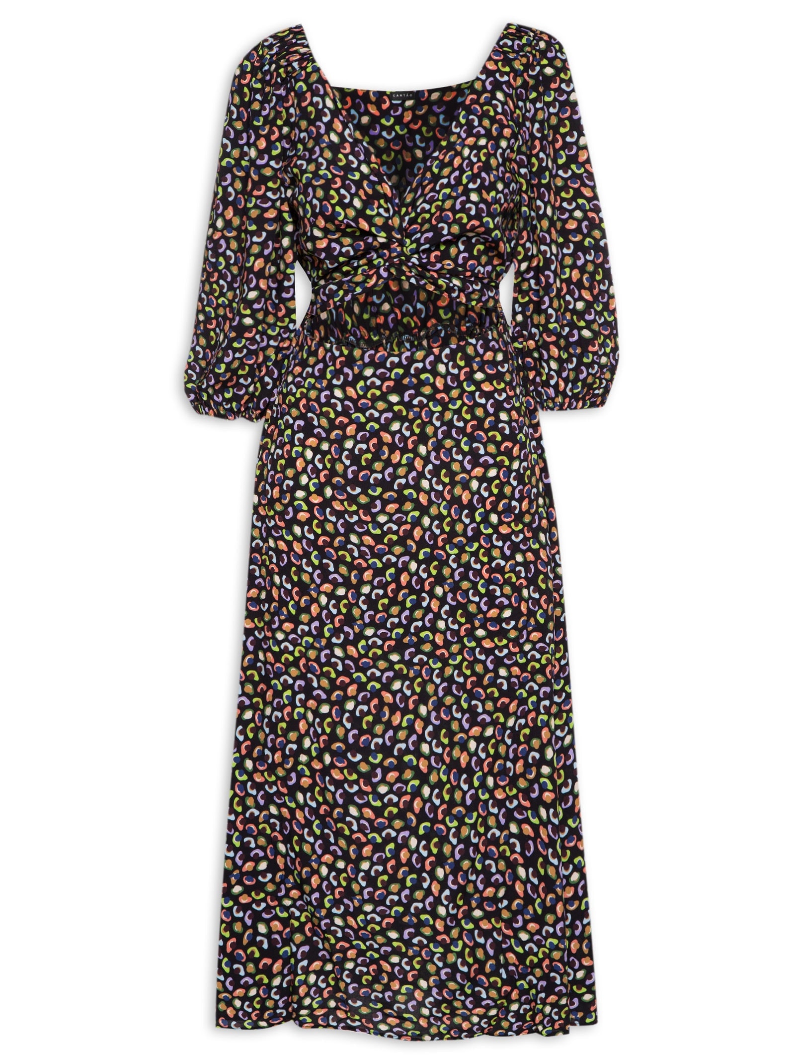 Vestido Midi Encontros Preto Cantão