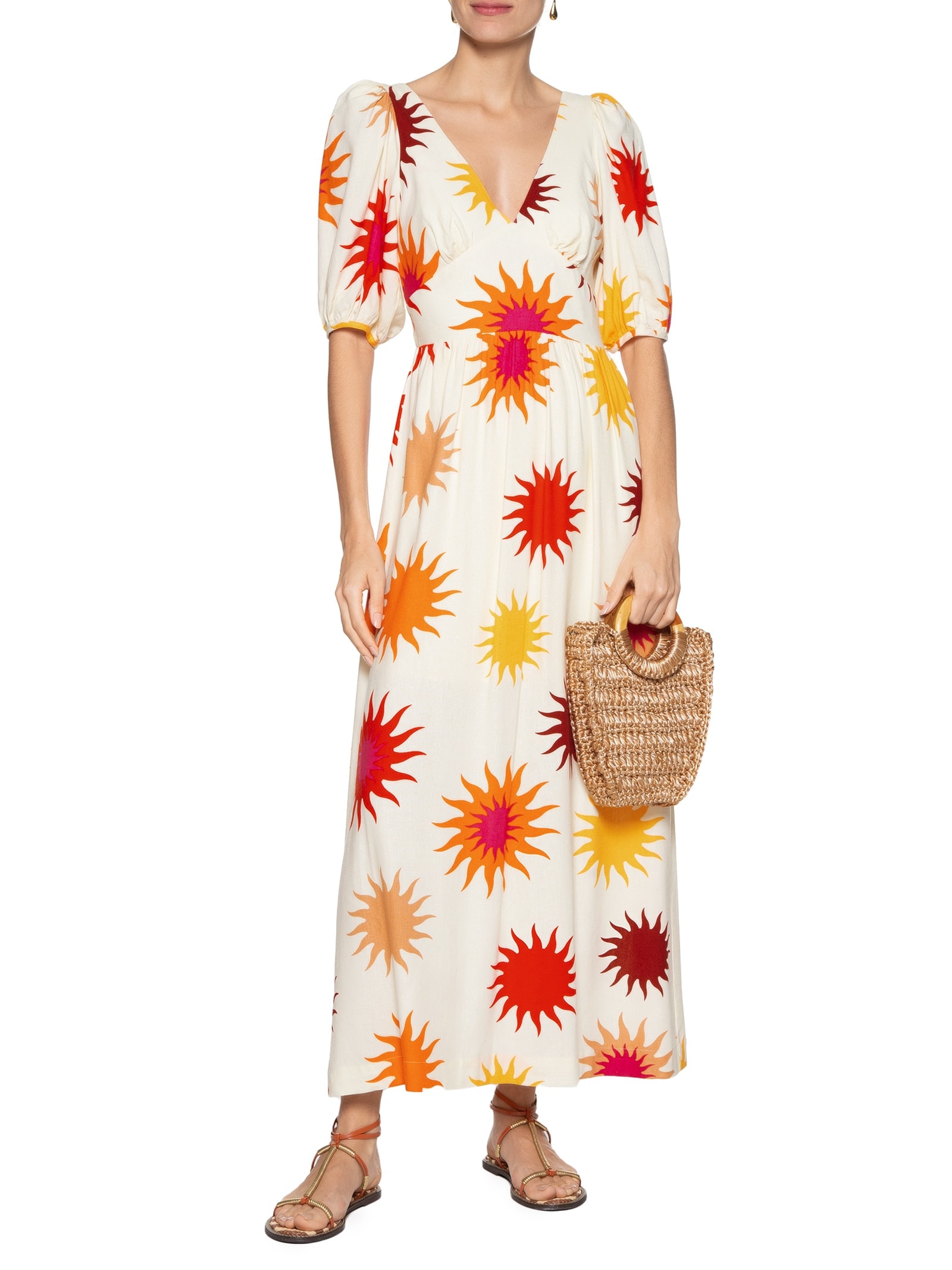 Vestido Midi Estampa Cali Bege Dress To