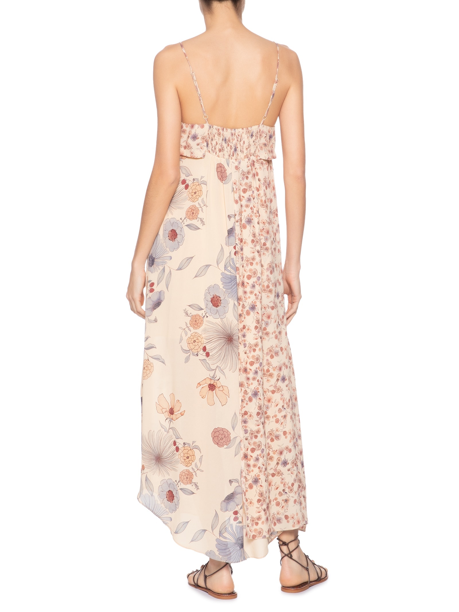 Vestido Midi Estampa Fleur Bege Maria Filó