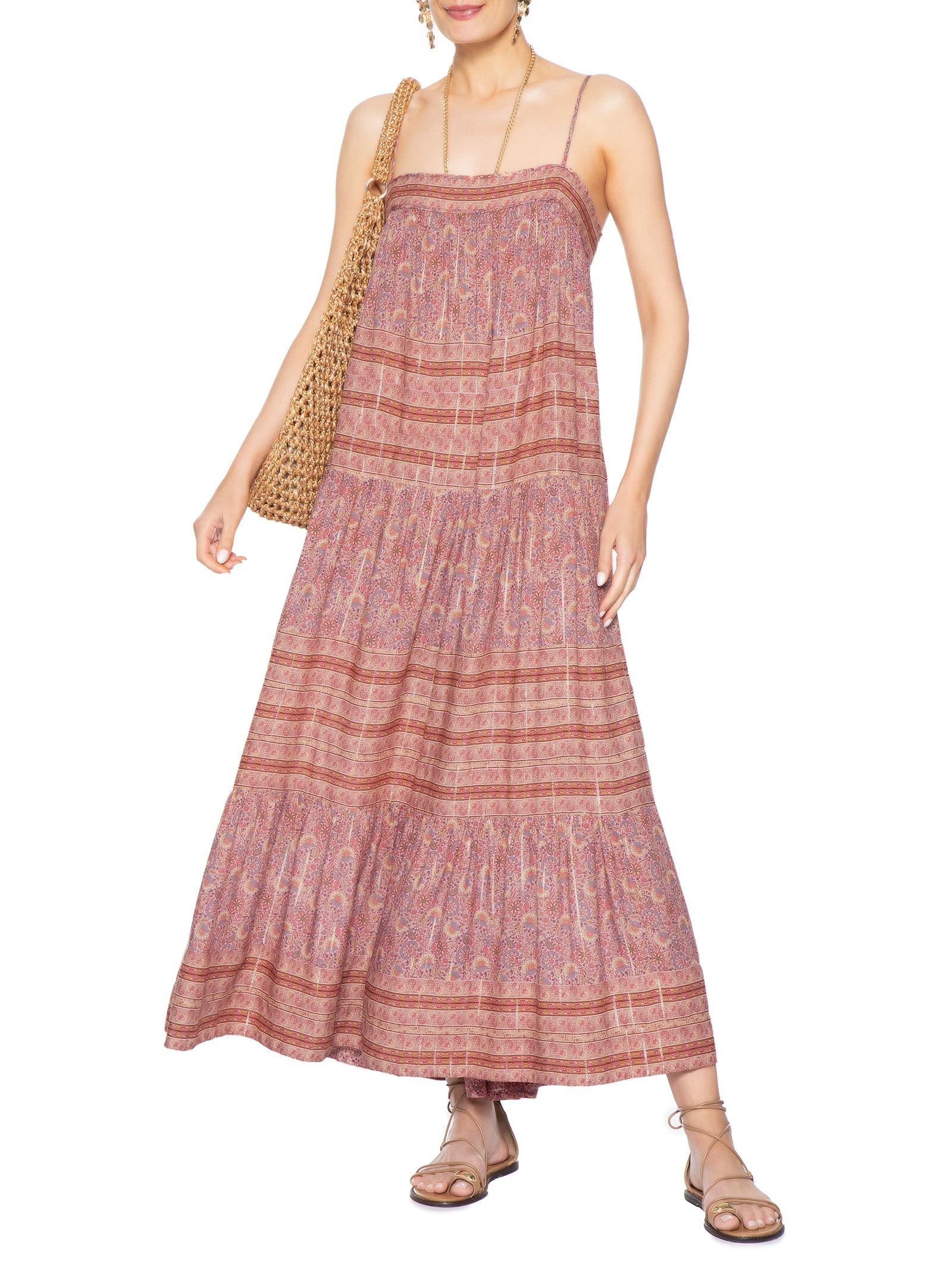 Vestido Midi Estampa Flori Rosa Maria Filó