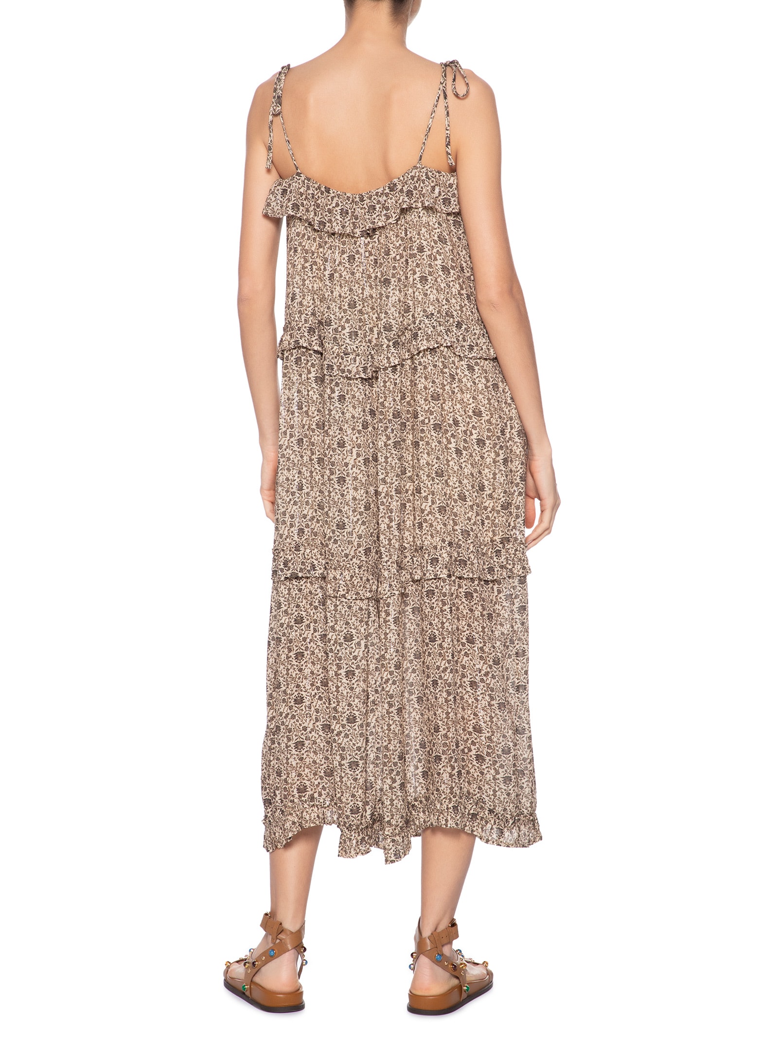 Vestido Midi Estampa Gerânio Preto Maria Filó