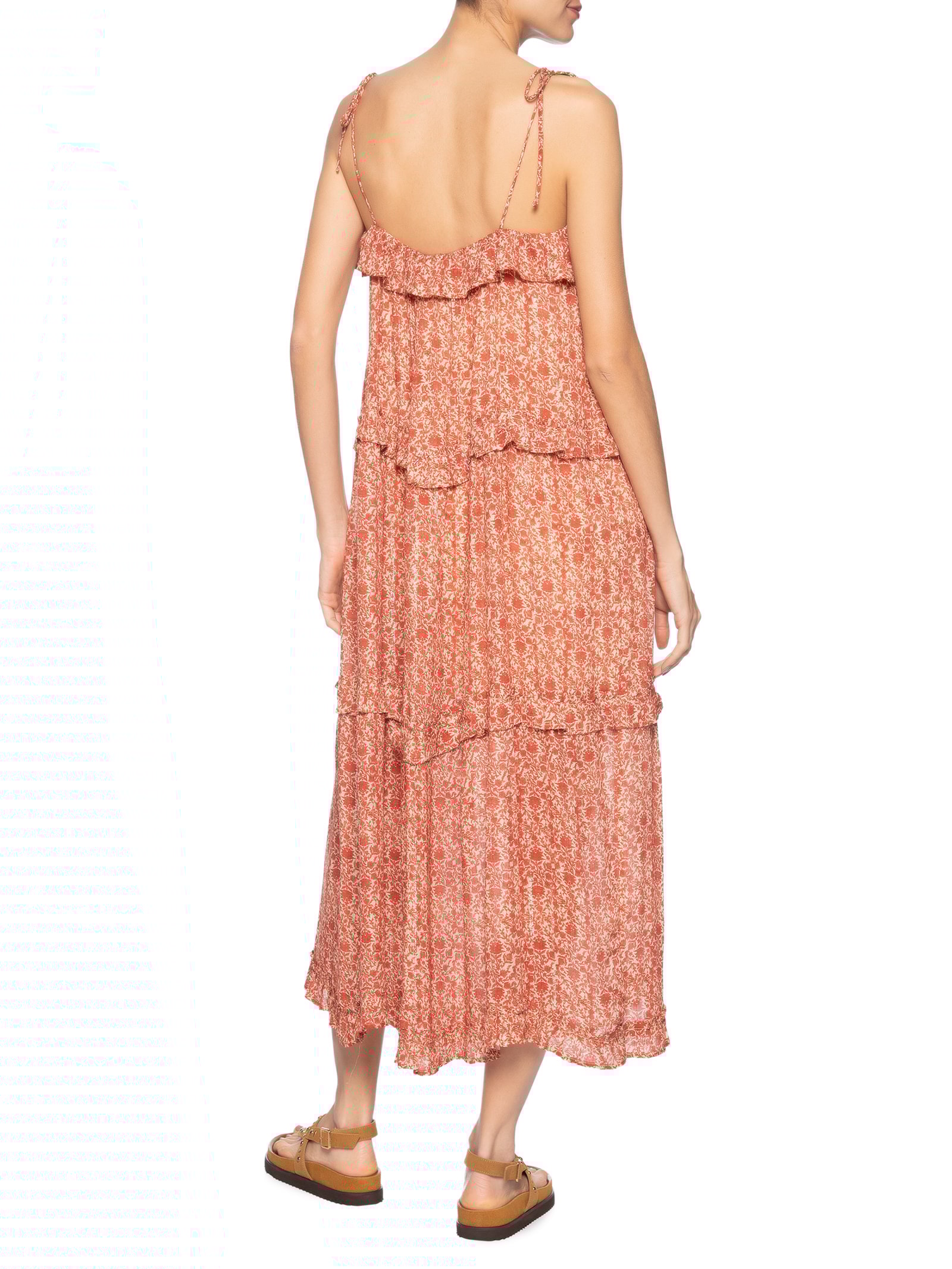 Vestido Midi Estampa Gerânio Vermelho Maria Filó