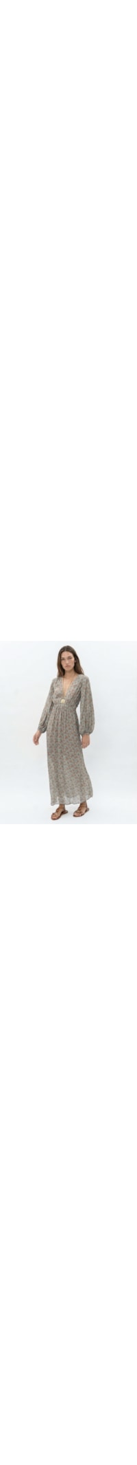Vestido Midi Estampa Greeny - Azul