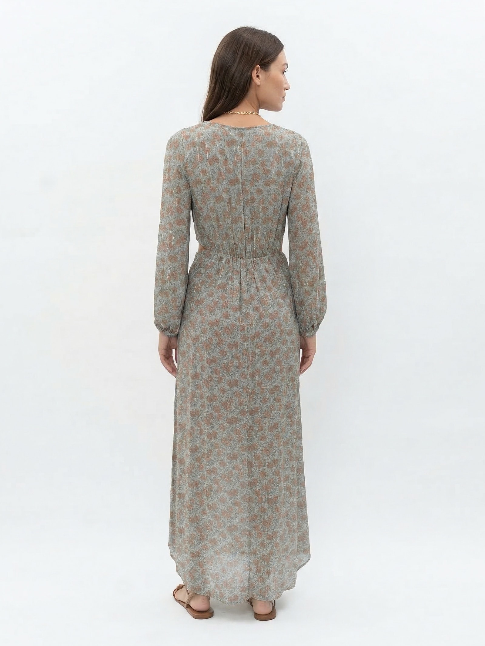 Vestido Midi Estampa Greeny Azul Maria Filó