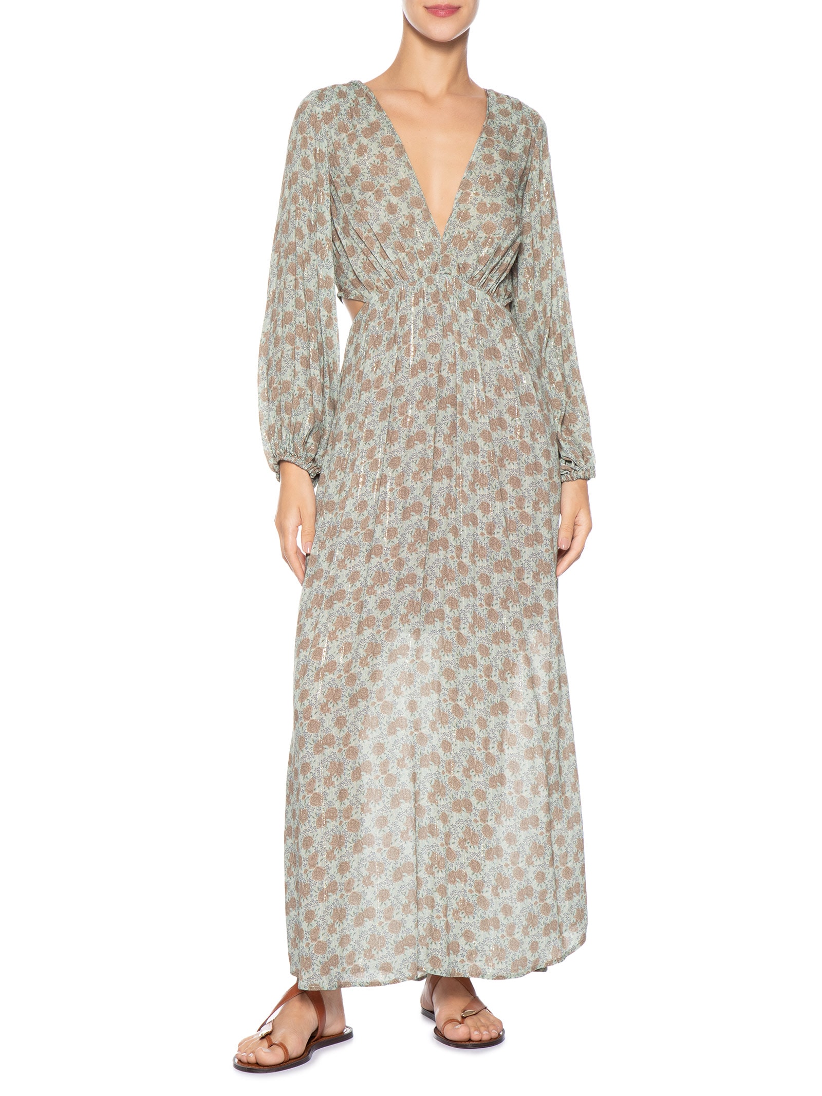 Vestido Midi Estampa Greeny Azul Maria Filó