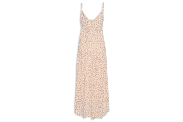 Vestido Midi Estampa Magnolia Floral -  Bege 