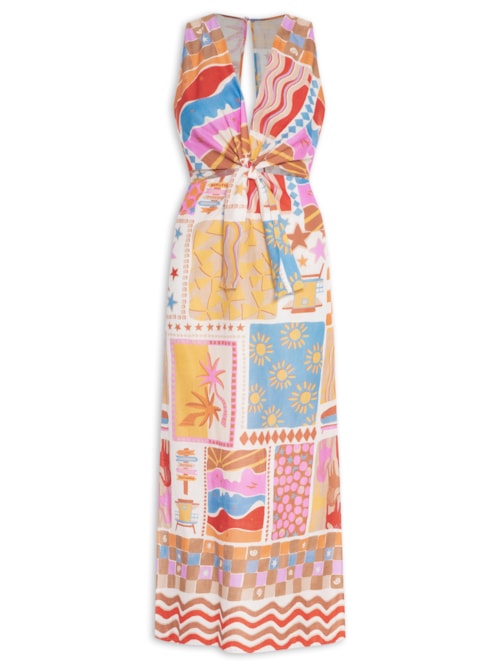 Vestido Midi Estampa Onda Boa - Off White