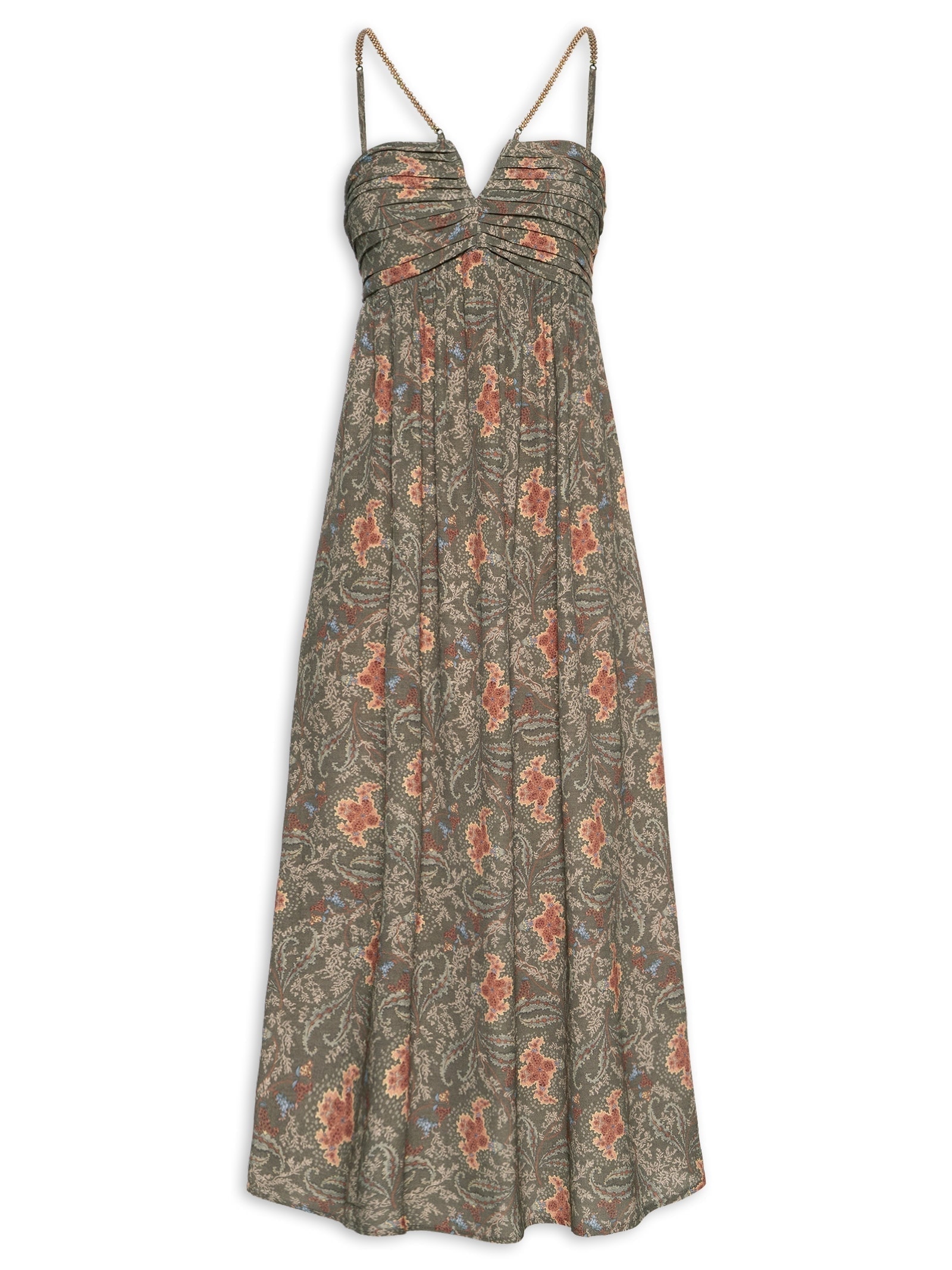 Vestido Midi Estampa Ori Verde Maria Filó