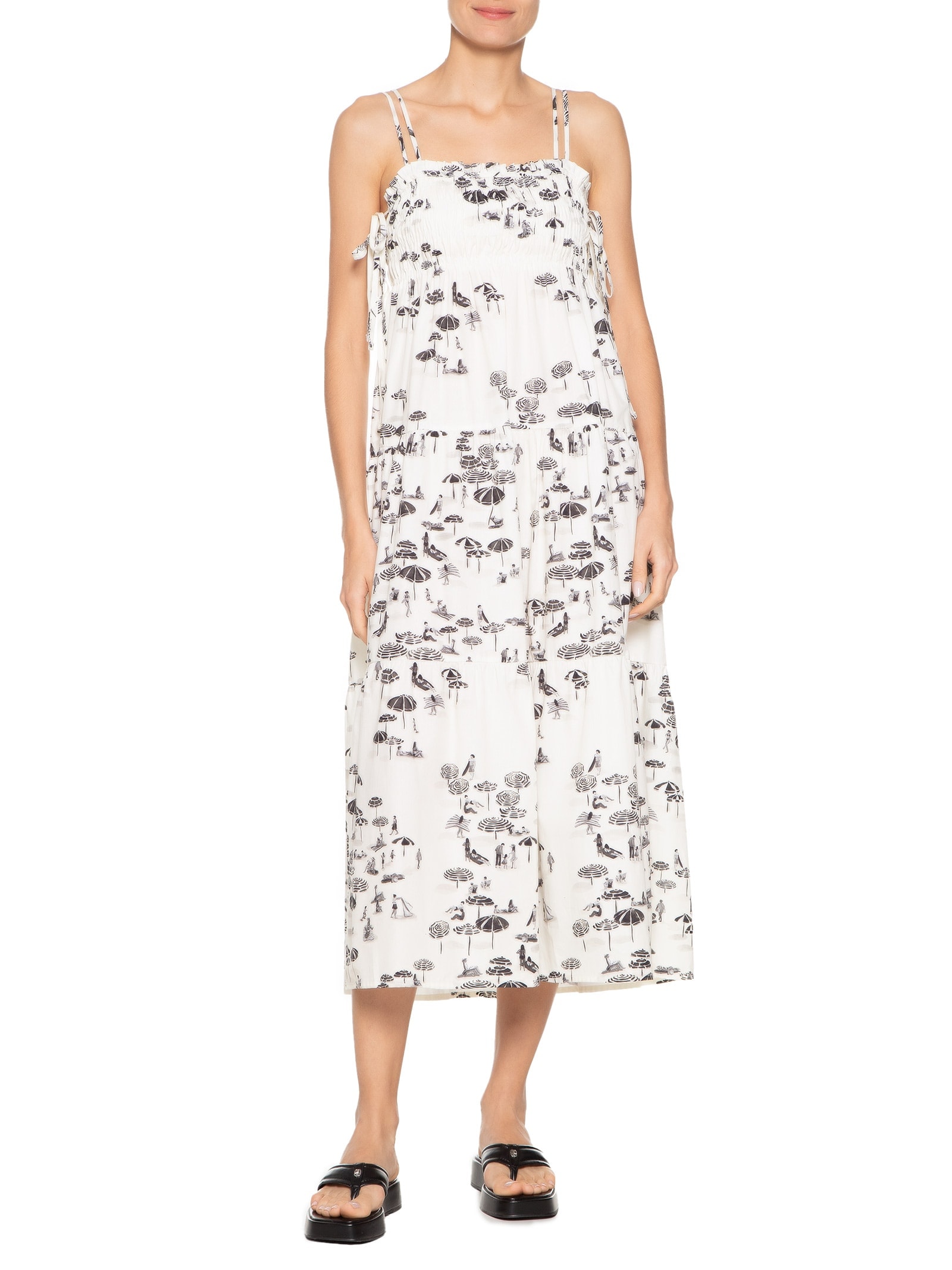 Vestido Midi Estampa Pé na Areia Off White Dress To