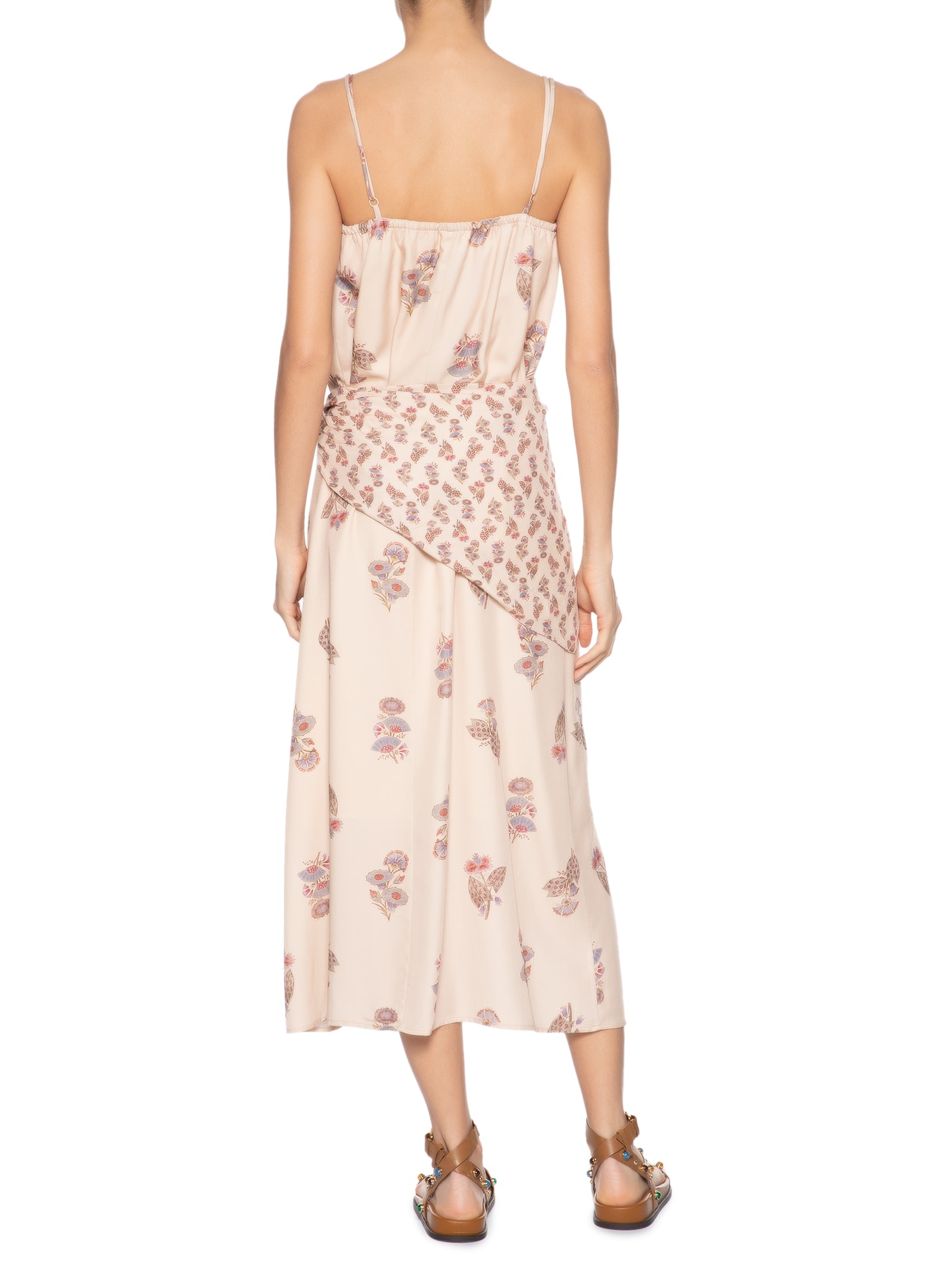 Vestido Midi Estampa Petal Bege Maria Filó