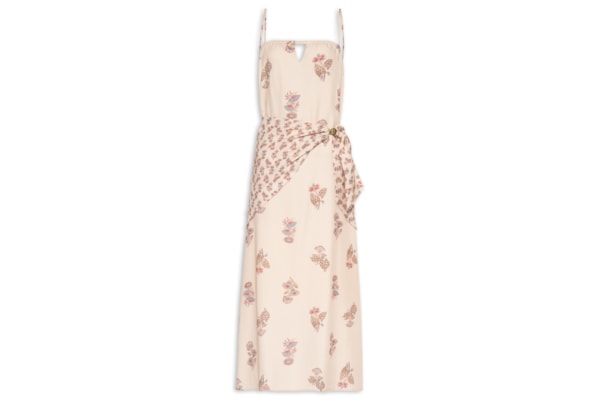 Vestido Midi Estampa Petal - Bege