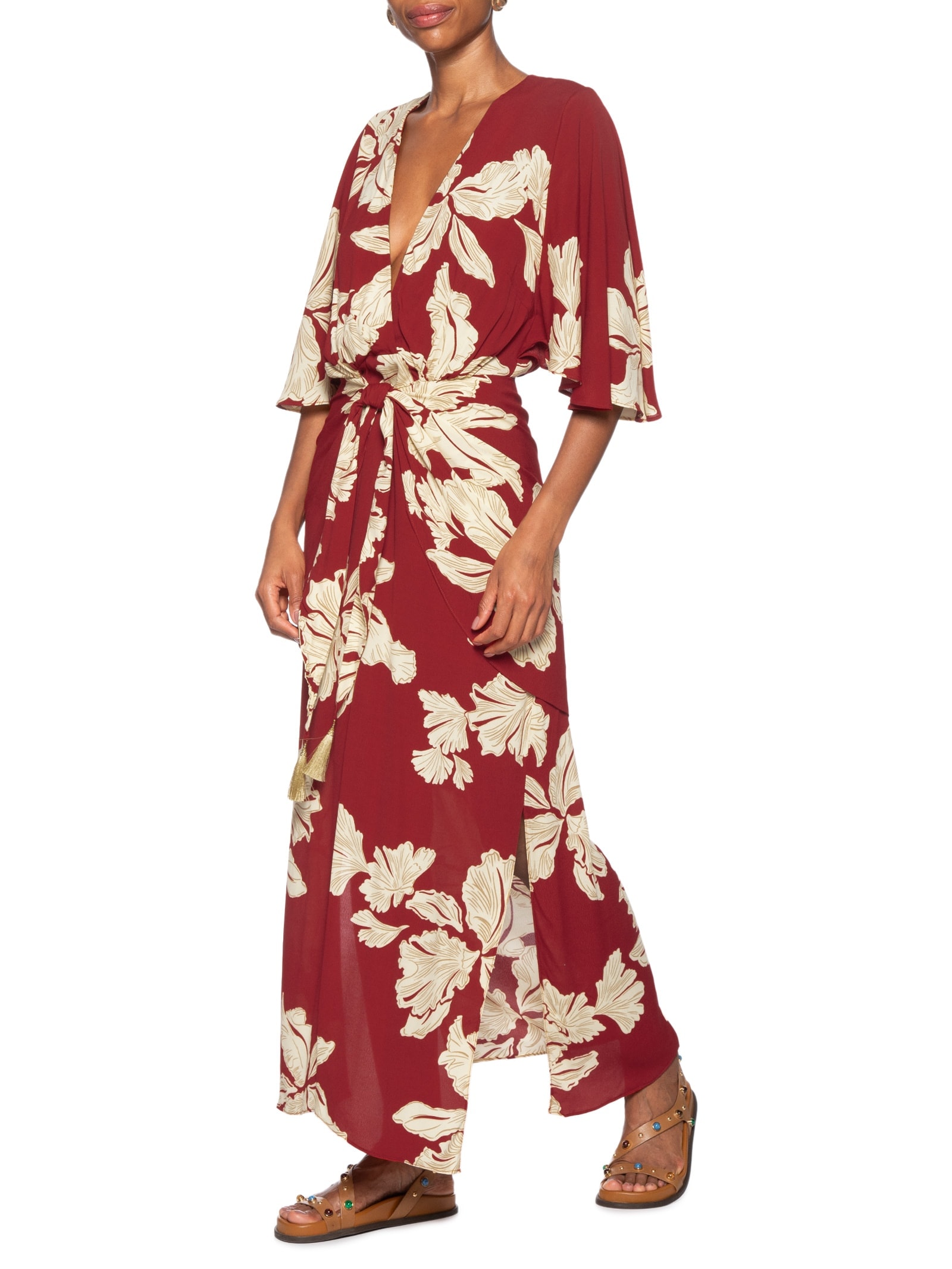 Vestido Midi Estampa Pétala Vermelho Dress To