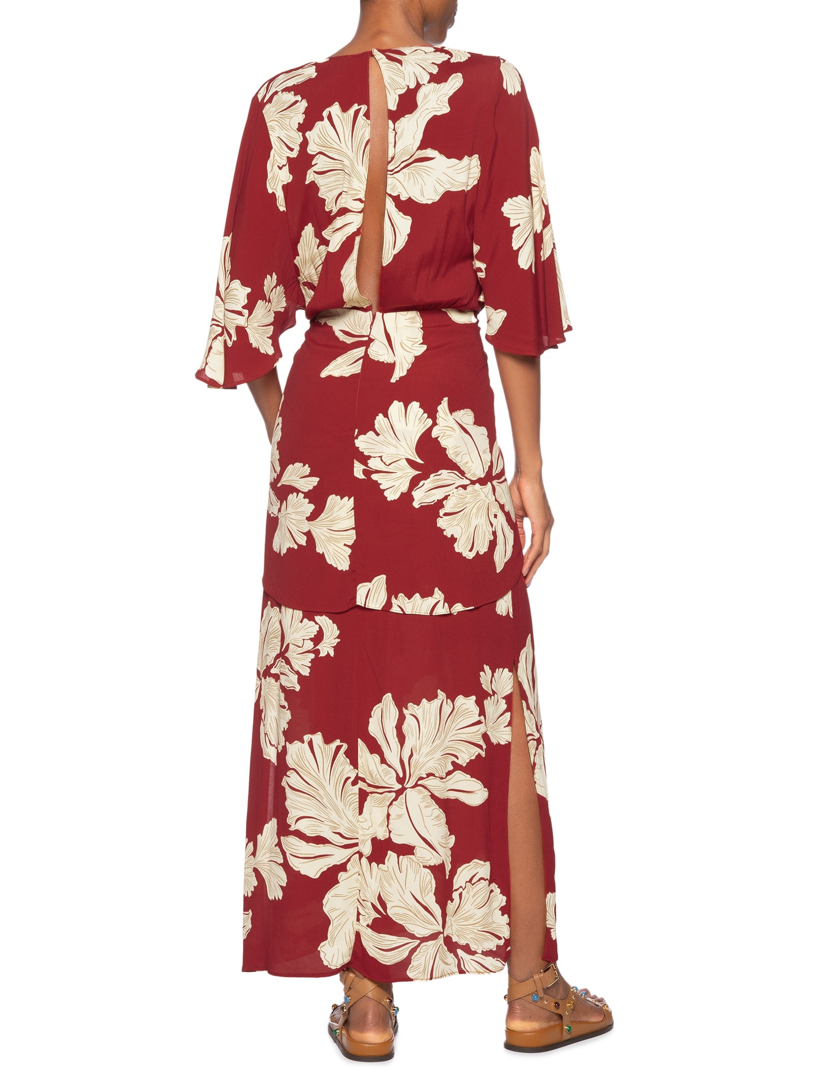 Vestido Midi Estampa Pétala Vermelho Dress To