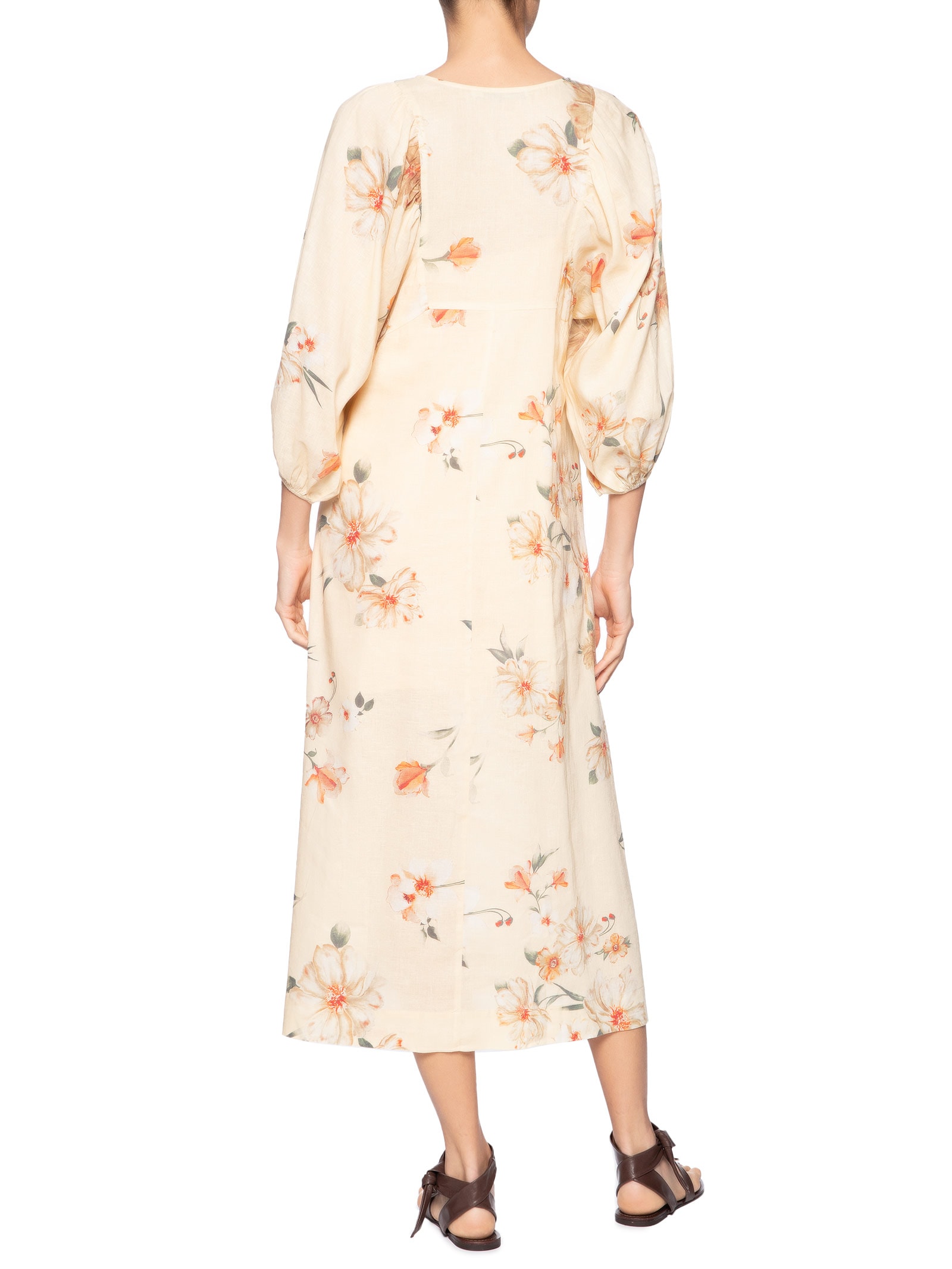 Vestido Midi Estampa Poppy  Amarelo  Maria Filó