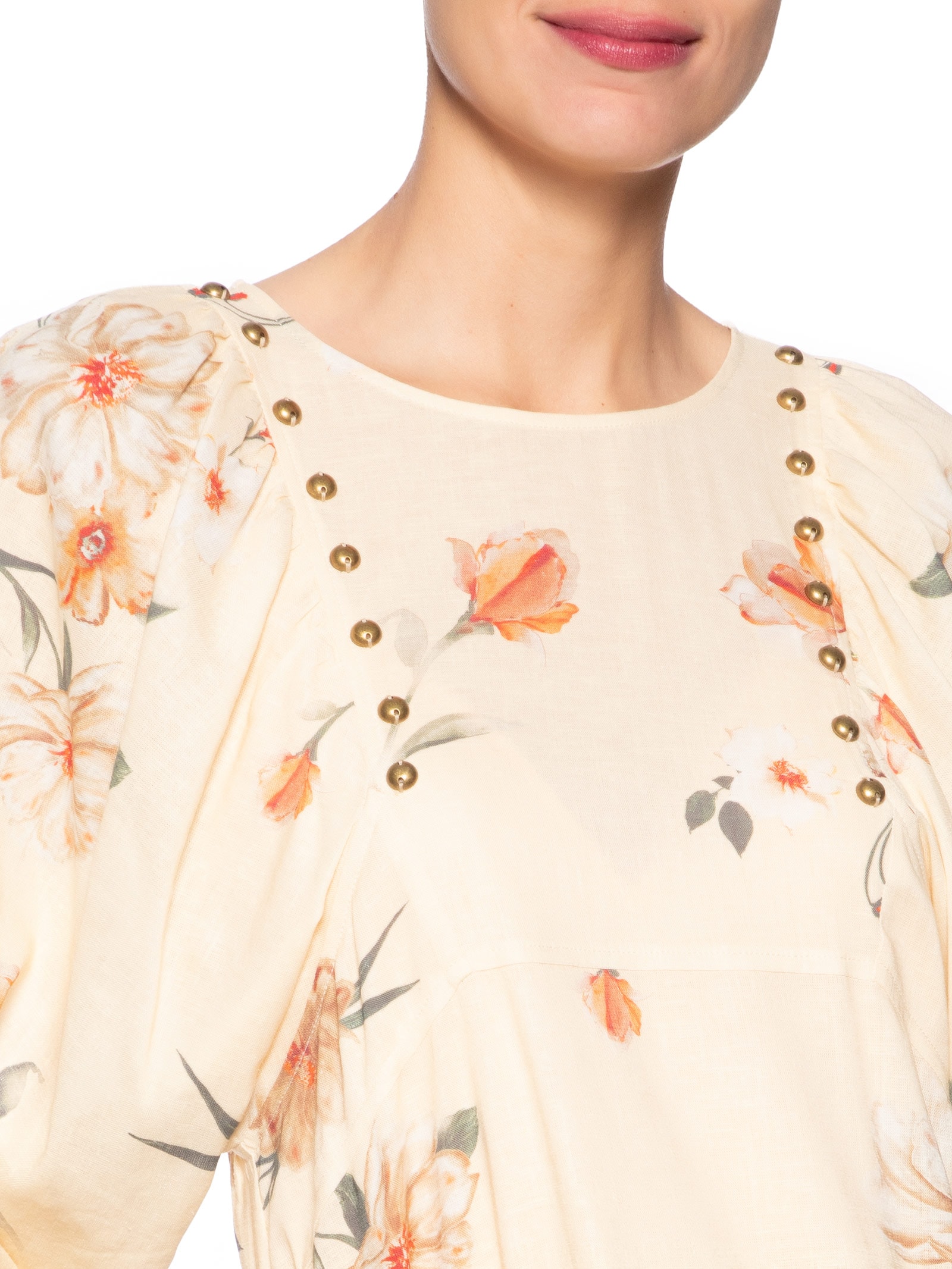 Vestido Midi Estampa Poppy  Amarelo  Maria Filó