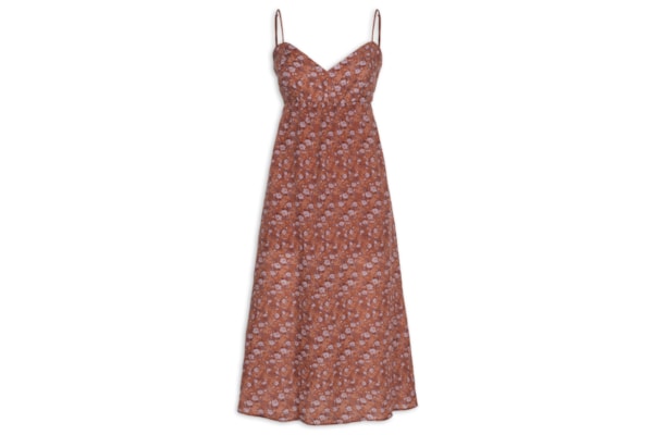 Vestido Midi Estampa Roses - Marrom