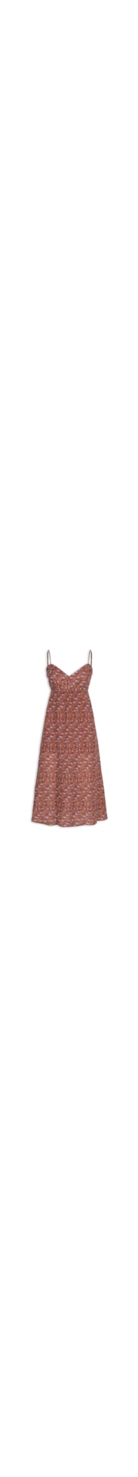 Vestido Midi Estampa Roses - Marrom