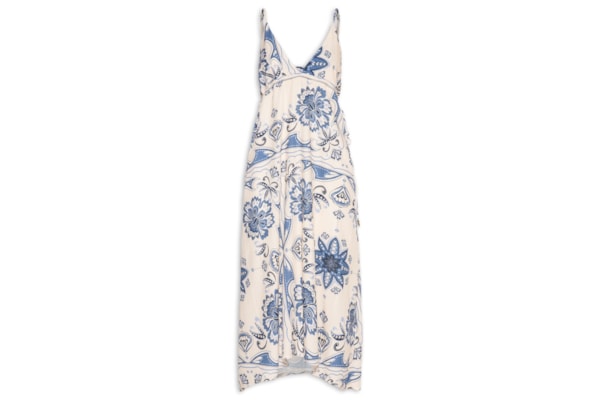 Vestido Midi Estampado Amarração Lateral - Branco