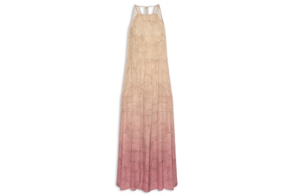 Vestido Midi Estampado - Bege