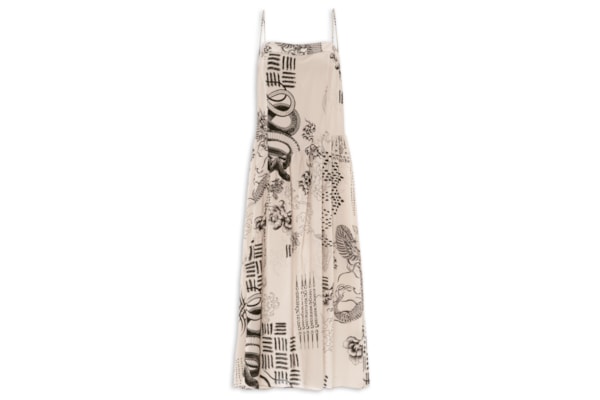 Vestido Midi Estampado - Bege