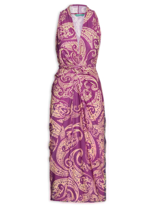 Vestido Midi Estampado – Rosa