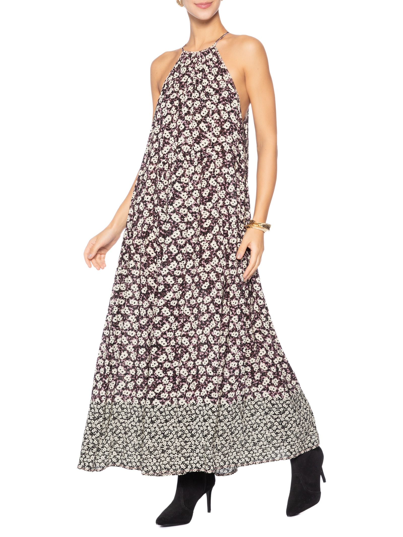 Vestido Midi Estampado Roxo Animale